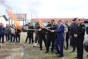 با حضور استاندار و فرمانده انتظامی؛ یک تن مواد مخدر در گیلان امحا شد